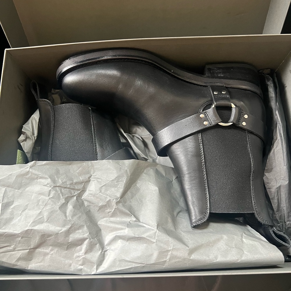 All Saints Salome Black Ankle Harness Biker Boots Punk Goth New in Box - Picture 2 of 9